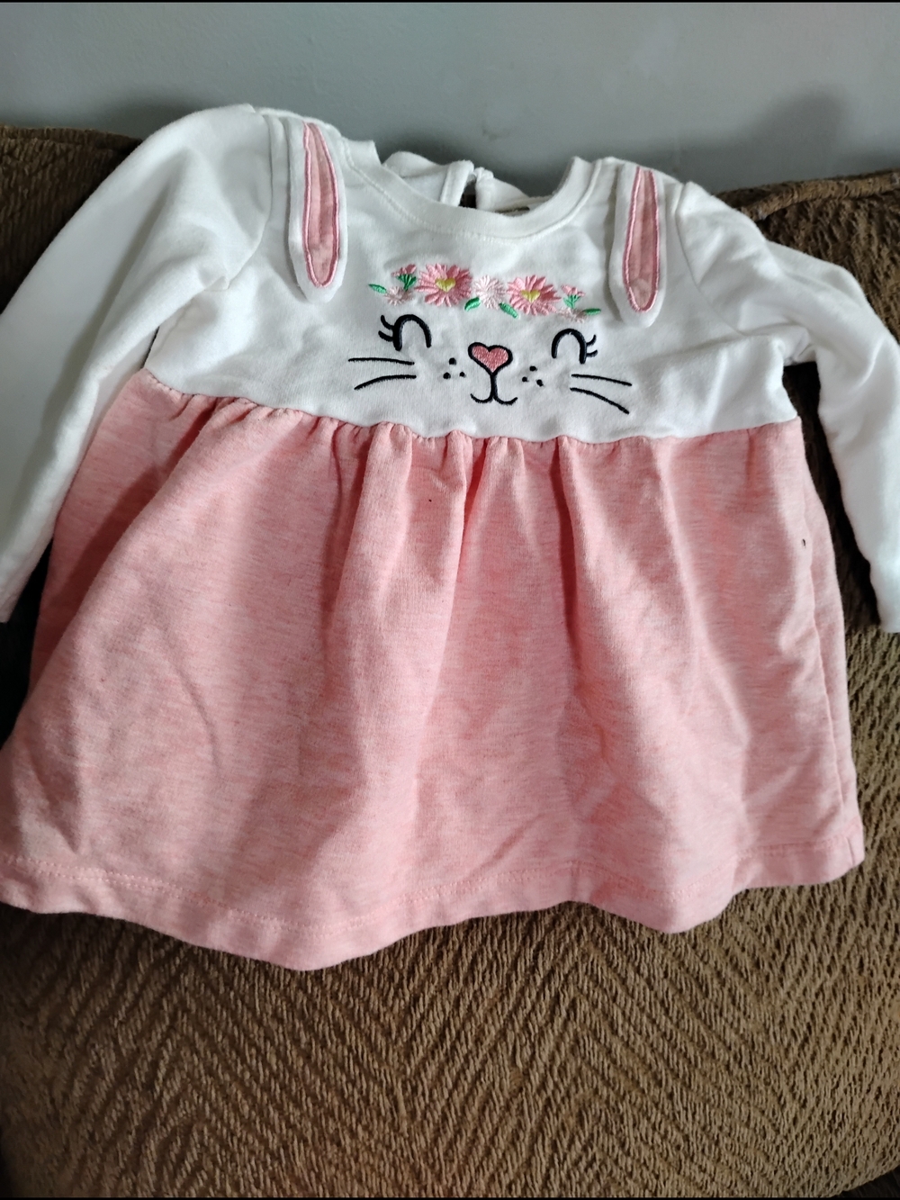 Baby Girl Bunny Dress with Pink Skirt